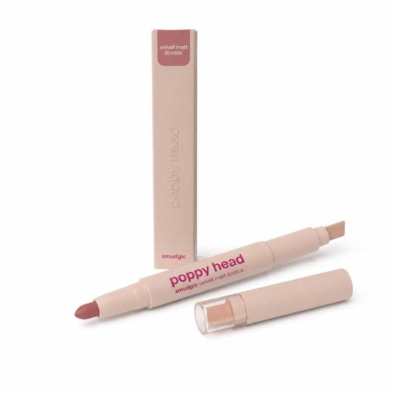 POPPY HEAD SMUDGIC VELVET MATT LIPSTICK MATOWA POMADKA W KREDCE 04 BARE ILLUSION - Изображение 3