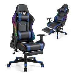 Extralink Gaming Chair EVO 730-5 LED Schwarz Gaming-Stuhl mit Fußstütze LED-Hintergrundbeleuchtung