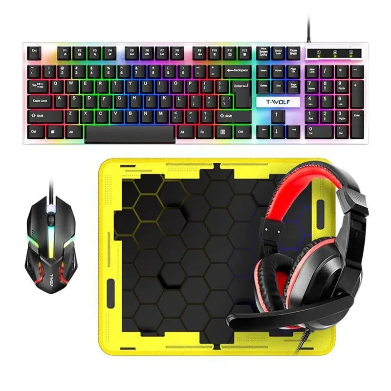 Extralink Gaming Set TF240 4in1 Zestaw klawiatura + mysz + słuchawki + podkładka podświetlenie LED