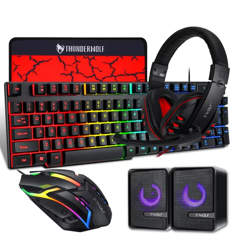 Extralink Gaming Set TF850 5in1 Sada klávesnice + myš + sluchátka + podložka + reproduktory LED podsvícení