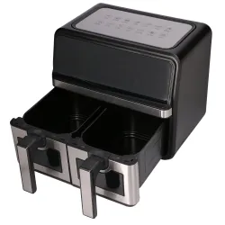 Extralink Home Air Fryer 9L Czarna Frytkownica Dwukomorowa, 2200W