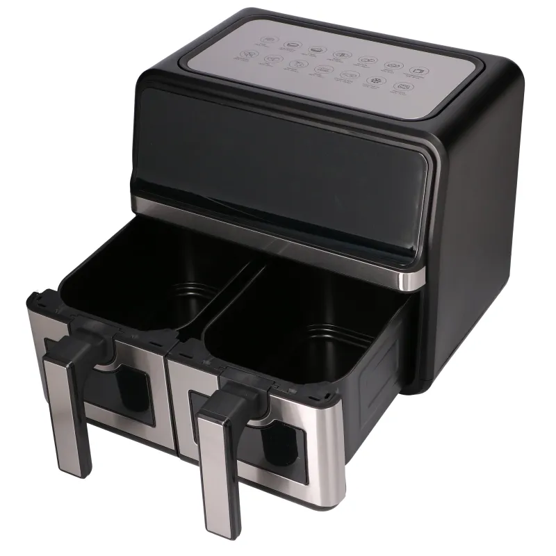 Extralink Home Air Fryer 9L Czarna Frytkownica Dwukomorowa, 2200W