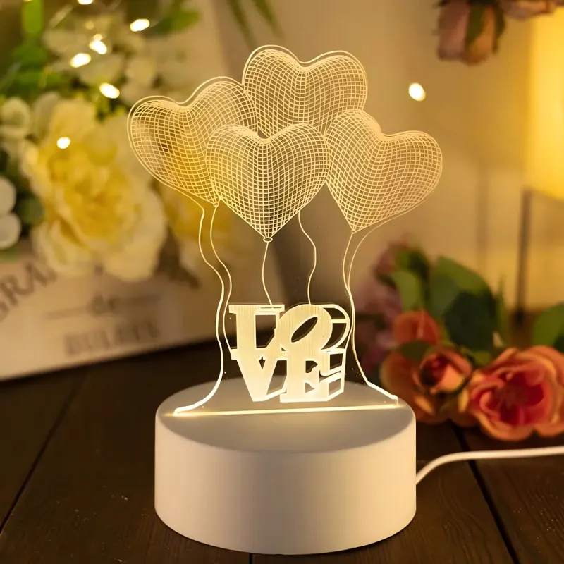 Extralink Home Lampka nocna cztery serca 3D iluzja optyczna do sypialni USB