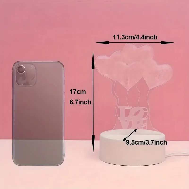 Extralink Home Lampka nocna cztery serca 3D iluzja optyczna do sypialni USB