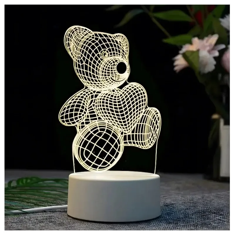 Extralink Home Lampka nocna miś serce 3D iluzja optyczna do sypialni USB