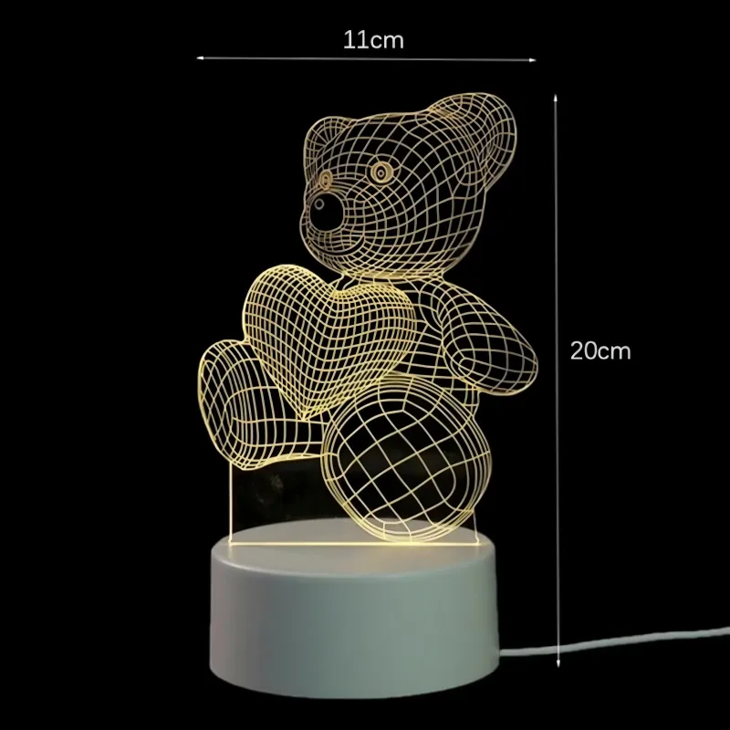 Extralink Home Lampka nocna miś serce 3D iluzja optyczna do sypialni USB