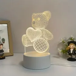 Extralink Home Lampka nocna miś serce 3D iluzja optyczna do sypialni USB