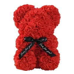 EXTRALINK HOME MIŚ Z RÓŻ LED ZESTAW 25CM PREZENT WALENTYNKI CZERWONY W-863