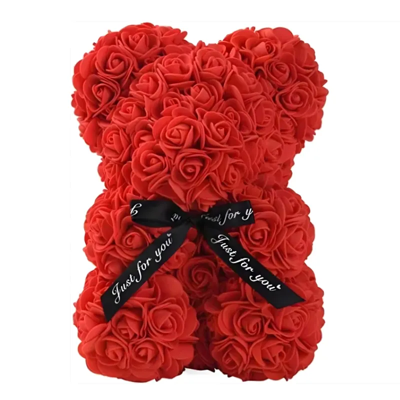 Extralink Home Miś z róż LED róża zestaw 25cm czerwony