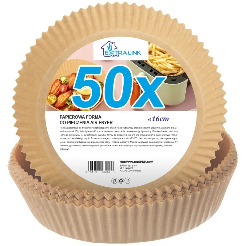 EXTRALINK HOME PAPIEROWE WKŁADY DO FRYTKOWNICY OKRĄGŁE 16CM (50 SZT)