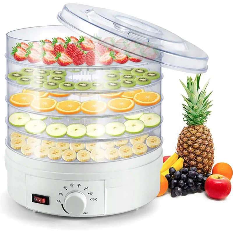 Extralink Home Suszarka do grzybów owoców warzyw ziół 500W + 5 sit 27cm, biała