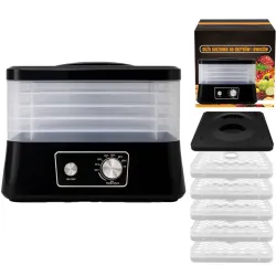 EXTRALINK HOME SUSZARKA DO GRZYBÓW OWOCÓW WARZYW ŻYWNOŚCI REGULOWANA MOCNA 500W + 5 SIT 27.5CM x 25CM CZARNA
