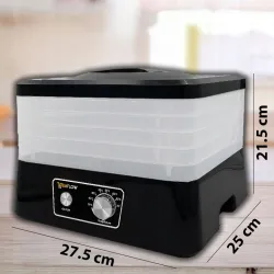 EXTRALINK HOME SUSZARKA DO GRZYBÓW OWOCÓW WARZYW ŻYWNOŚCI REGULOWANA MOCNA 500W + 5 SIT 27.5CM x 25CM CZARNA