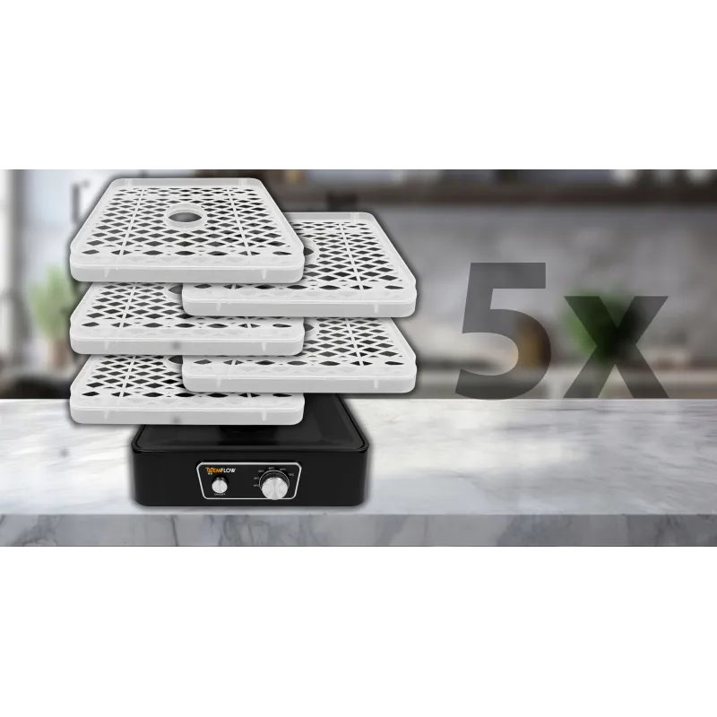 Extralink Home Suszarka do grzybów owoców warzyw żywności 500W + 5 sit 27,5cm, czarna