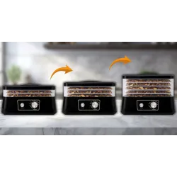 Extralink Home Suszarka do grzybów owoców warzyw żywności 500W + 5 sit 27,5cm, czarna