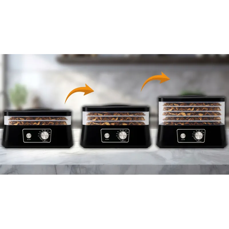 Extralink Home Suszarka do grzybów owoców warzyw żywności 500W + 5 sit 27,5cm, czarna