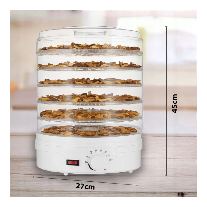 EXTRALINK HOME SUSZARKA SPOŻYWCZA DO GRZYBÓW OWOCÓW WARZYW REGULOWANA DUŻA 500W + 6 SIT 28CM BIAŁA