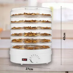 EXTRALINK HOME SUSZARKA SPOŻYWCZA DO GRZYBÓW OWOCÓW WARZYW REGULOWANA DUŻA 500W + 6 SIT 28CM BIAŁA