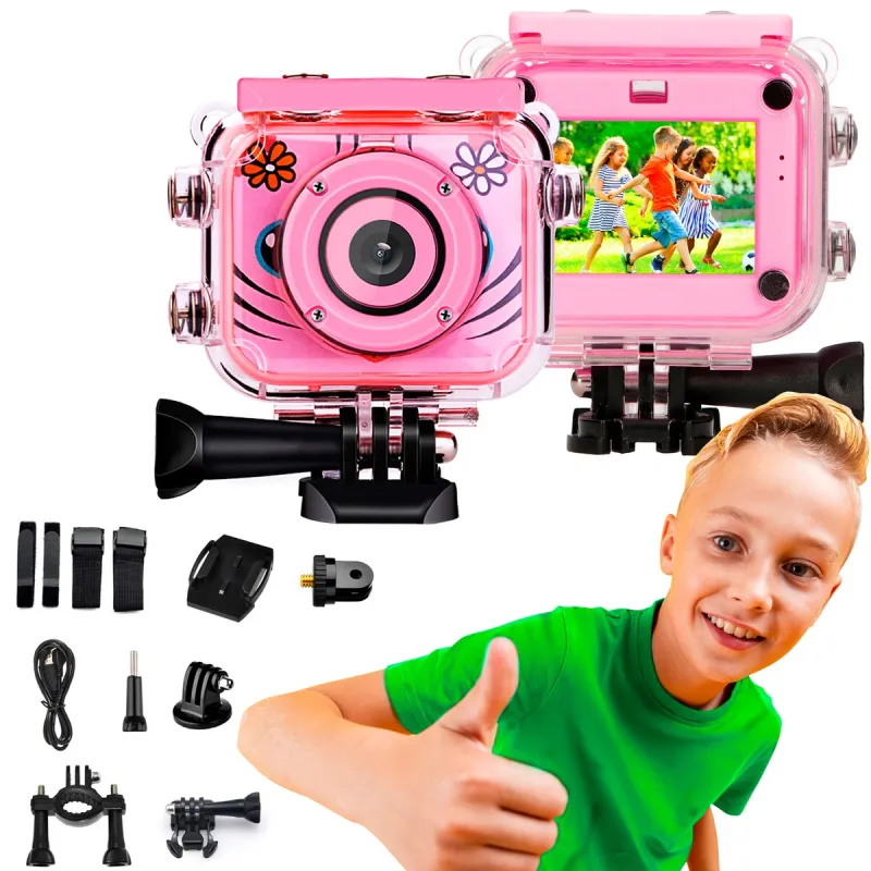 Extralink Kids Camera H18 Pink Camera 1080P 30fps, IP68, 2.0" screen