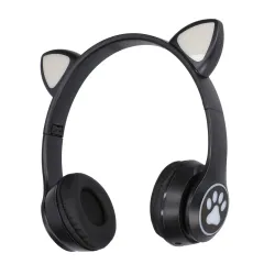 Extralink Kids Cat-Ear Wireless Headphones Black Wireless Headphones Bluetooth 5.0, RGB Lighting