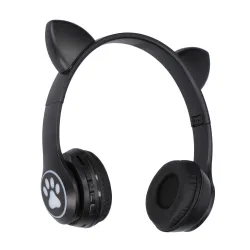 Extralink Kids Cat-Ear Wireless Headphones Black Wireless Headphones Bluetooth 5.0, RGB Lighting