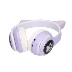 Extralink Kids Cat-Ear Wireless Headphones Purple Wireless Headphones Bluetooth 5.0, RGB Lighting
