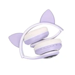 Extralink Kids Cat-Ear Wireless Headphones Fioletowe Słuchawki bezprzewodowe dla dzieci, kocie uszy, Bluetooth 5.0, Oświetlenie 
