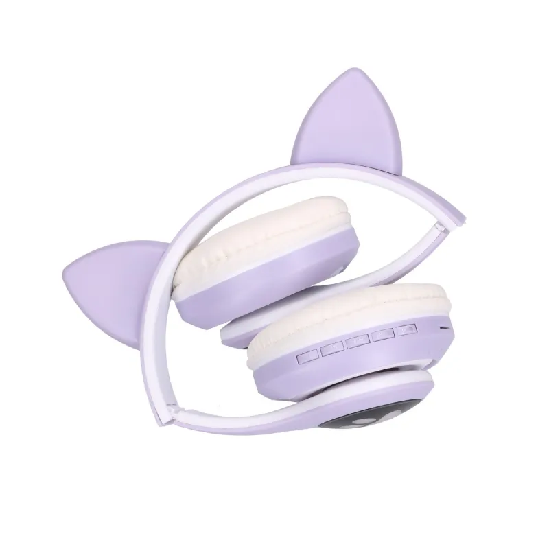 Extralink Kids Cat-Ear Wireless Headphones Fioletowe Słuchawki bezprzewodowe dla dzieci, kocie uszy, Bluetooth 5.0, Oświetlenie 