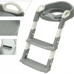 Extralink Kids | Nakładka na sedes ze stopniem | szara, do nauki WC, dla dzieci, drabinka do deski, na toaletę