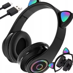 Extralink Kids Headphones Pro Czarne Słuchawki przewodowe Kocie Uszy