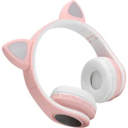 Extralink Kids Headphones Pro Pink Wired headphones Cat Ears