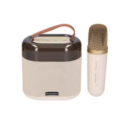 Extralink Kids Karaoke LED Speaker 1x Mic Biały Zestaw do Karaoke głośnik, 1 mikrofon, Bluetooth, AUX, slot na karty pamięci, oś