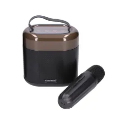 Extralink Kinder Karaoke Set LED Lautsprecher 1x Mic Schwarz, Bluetooth, AUX, Micro-SD-Kartensteckplatz, RGB-Beleuchtung