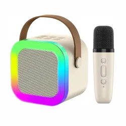 Extralink Kids Mini Karaoke LED Speaker 1x Mic Bianco Set karaoke altoparlante, 1x microfono, Bluetooth, AUX, slot per scheda SD