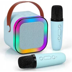 Extralink Kids Mini Karaoke LED Speaker 2x Mic Blau Karaoke-Set Lautsprecher, 2x Mikrofon, Bluetooth, AUX, SD-Kartenslot, RGB-Be