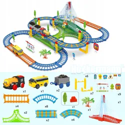 EXTRALINK KIDS KOLEJKA ELEKTRYCZNA TRACK KING Z LOKOMOTYWĄ I SAMOCHODZIKIEM NA BATERIE