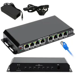 Extralink KRATOS Switch PoE 7x Gigabit PoE, 1x Uplink RJ45, Zasilacz 24V 2.5A, Moc 60W