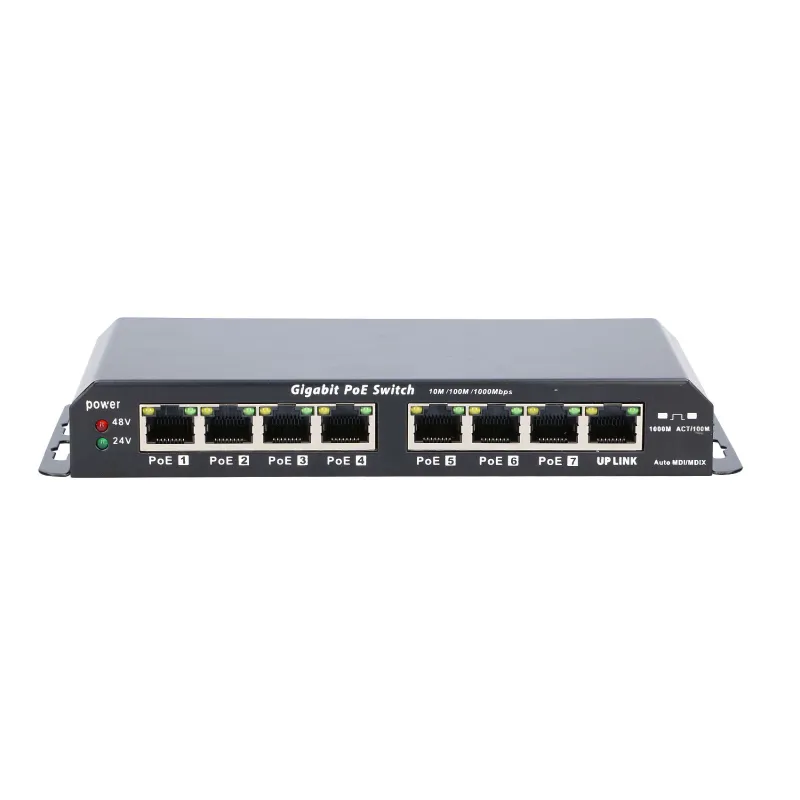 Extralink KRATOS Switch PoE 7x Gigabit PoE, 1x Uplink RJ45, Zdroj napájení 24V 2.5A, Moc 60W