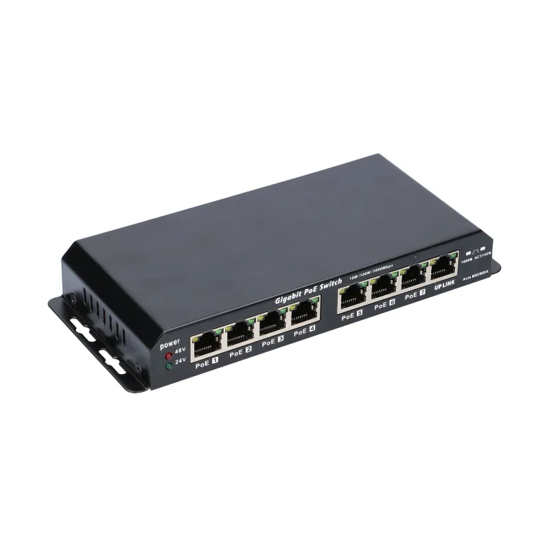 Extralink KRATOS Switch PoE 7x Gigabit PoE, 1x Uplink RJ45, Zasilacz 24V 2.5A, Moc 60W