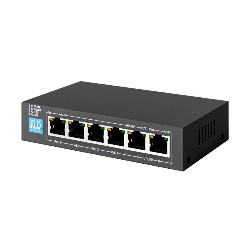 Extralink KRIOS PoE Switch 4x Gigabit PoE/PoE+, 2x RJ45 Uplink Gigabit, 60W
