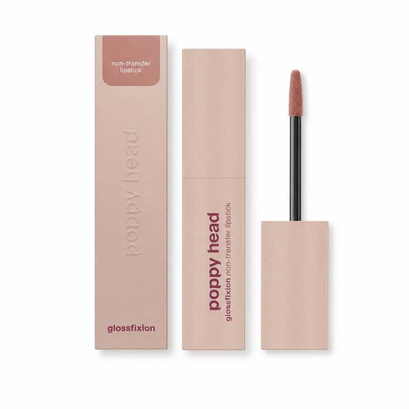POPPY HEAD NON TRANSFER LIPSTICK GLOSSFIXION ZASTYGAJĄCA PŁYNNA POMADKA DO UST O WINYLOWYM ZAKOŃCZENIU 01 NUDIT - Изображение 3