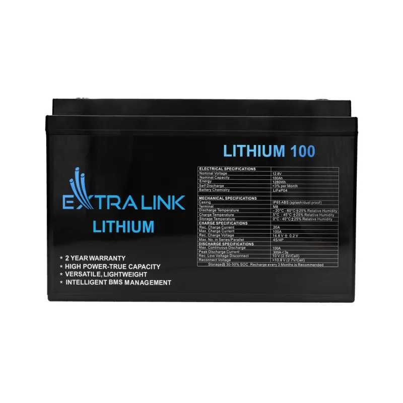 Extralink LiFePO4 100AH Baterie 12.8V, BMS