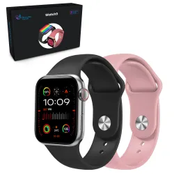 Extralink Lifestyle Smartwatch Watch9 Smartband srebrny + czarny/różowy pasek