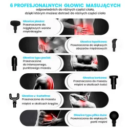 Extralink Massage Gun Lite Pistolet do masażu 3200 RPM, 6 końcówek wymiennych