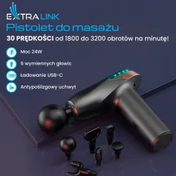 Extralink Massage Gun Lite Masážní pistole 3200 ot./min., 6 výměnných hrotů