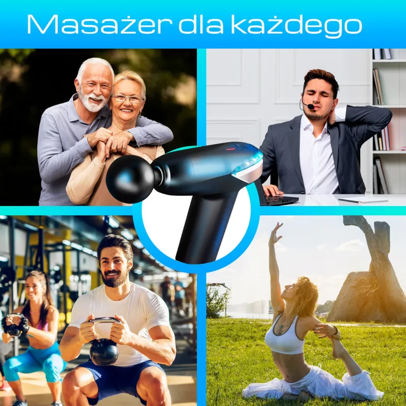Extralink Massage Gun Lite Pistolet do masażu 3200 RPM, 6 końcówek wymiennych