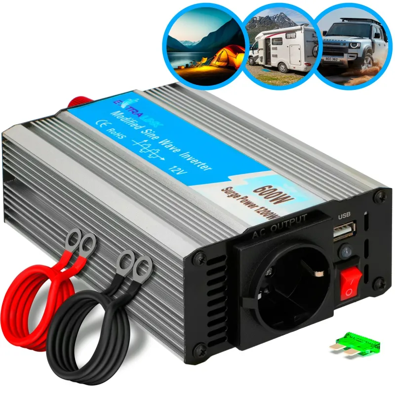 Extralink OPIM-600W Měnič napětí automobilový 12V, 600W modifikovaný sinus