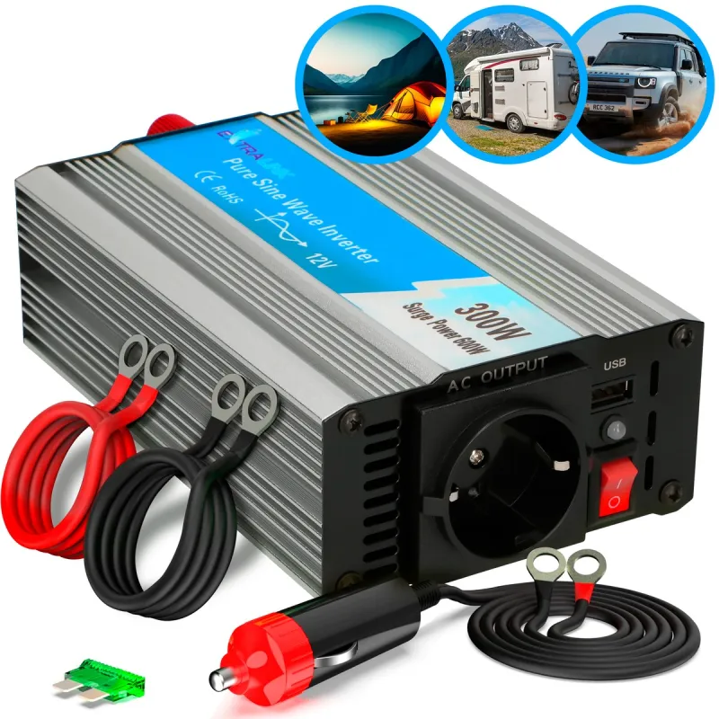 Extralink OPIP-300W Měnič napětí automobilový 12V, 300W čistý sinus
