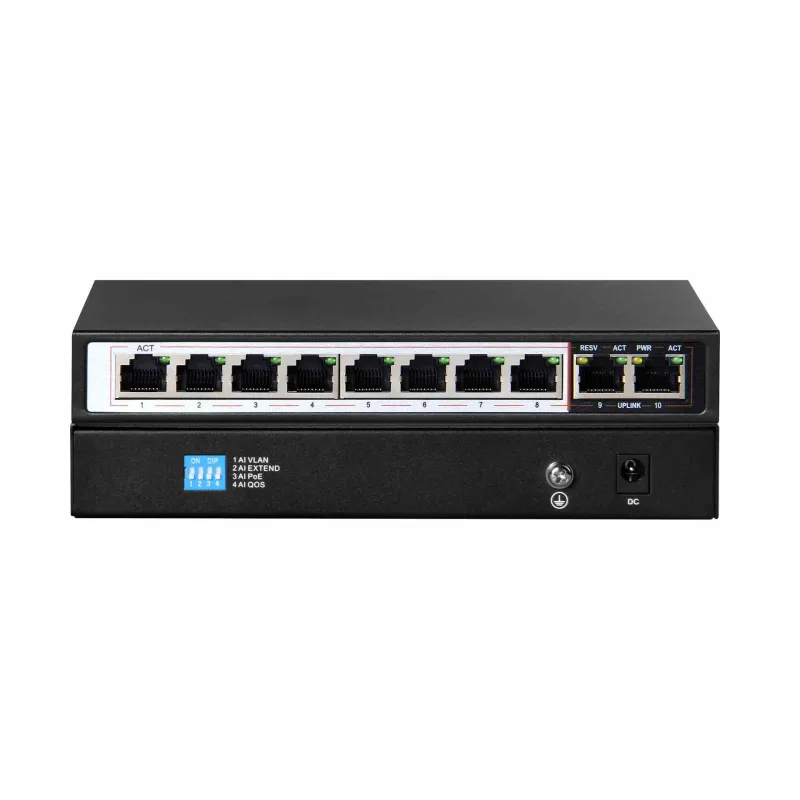 Extralink PERSES Switch PoE 8x Gigabit PoE/PoE+, 2x RJ45 Uplink Gigabit, 96W