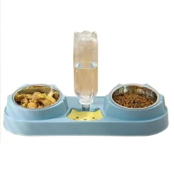 Cuenco Doble para Perro Gato Extralink Pets, Cuenco de Agua y Comida con Dispensador de Agua pet-821